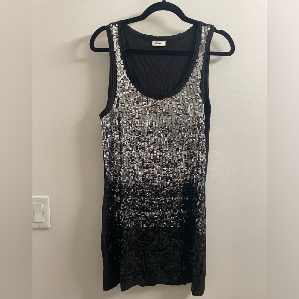 DKNYC Black and Silver Sequin Mini Dress